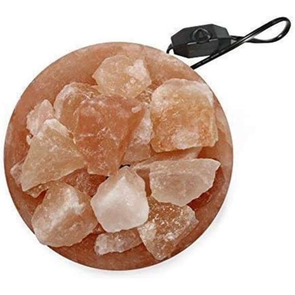 Himalayan Salt Lamp Bowl with Natural Crystal Chunks, Dimmer Cord & Classic Wood - Picture 4 of 6